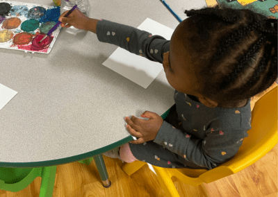 a child is sitting at a table